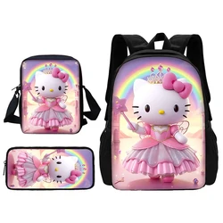 Hellos Cartoon K-kittys School Bag For Boy Girls with Men Women Shoulder Bags Pencil box Backpack for Child