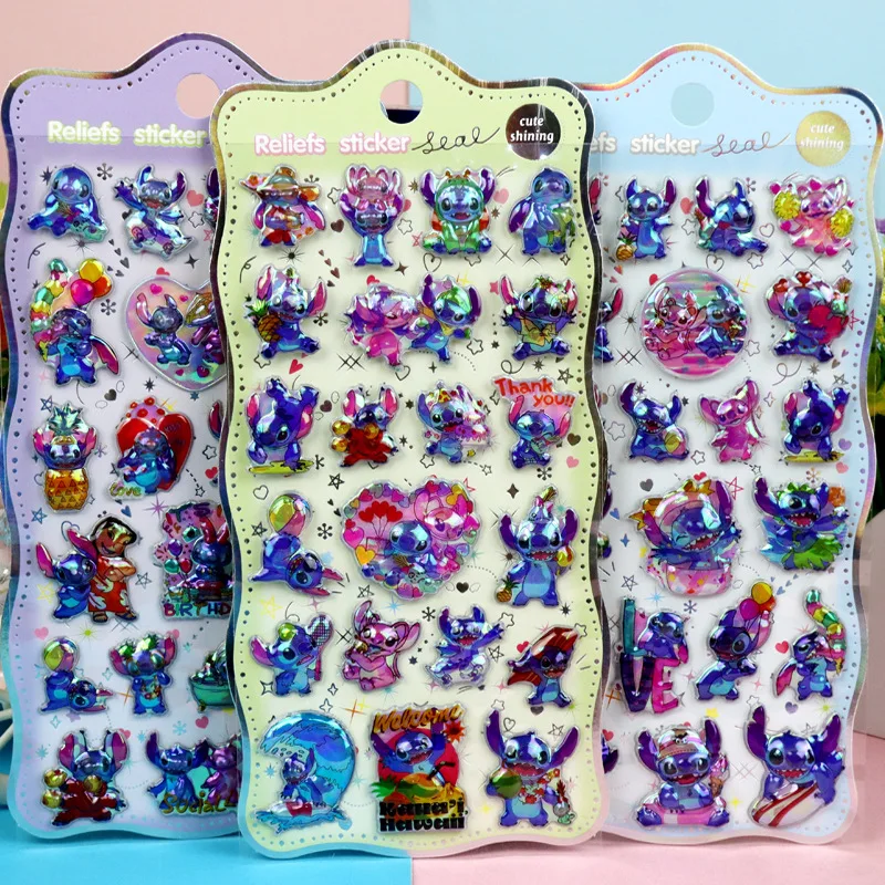 30 pièces dessin animé chaud coloré Capybara Kuromi mélodie 3D Relief arc-en-ciel autocollant autocollant elfe ciel groupe dessin animé cahier autocollant jouets