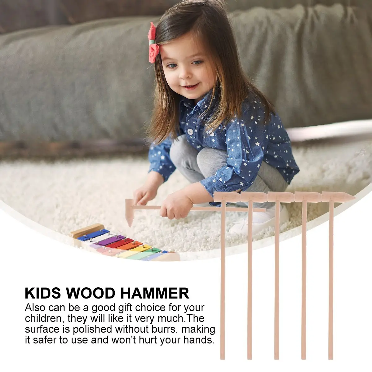 Mini maillets en bois pour enfants, 5 pièces, petits marteaux, outil d'activité Durable pour bébé, développement de la Coordination œil-main