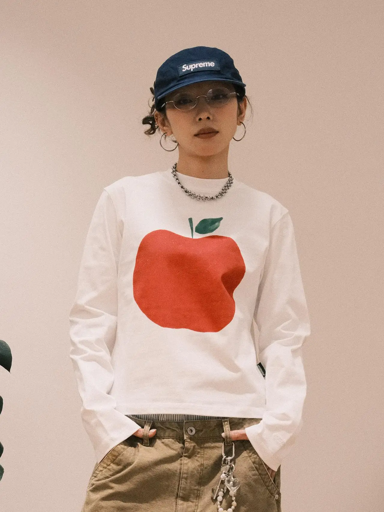 

MMBBT Original Retro American Print round Ne Long Sve T-irt Women's Autumn Winter Slim Fit Base irt Top