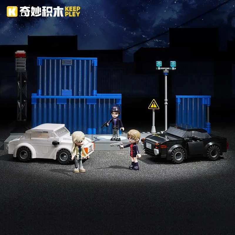 

Keeppley Detective Conan Black Organization Duel Building Blocks Set Street Scene Model Collection Gift for Boys
