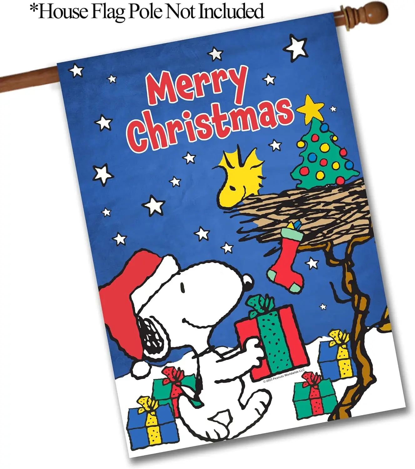 Flagology.com, PEANUTS® Merry Christmas and Woodstock – House Flag 28