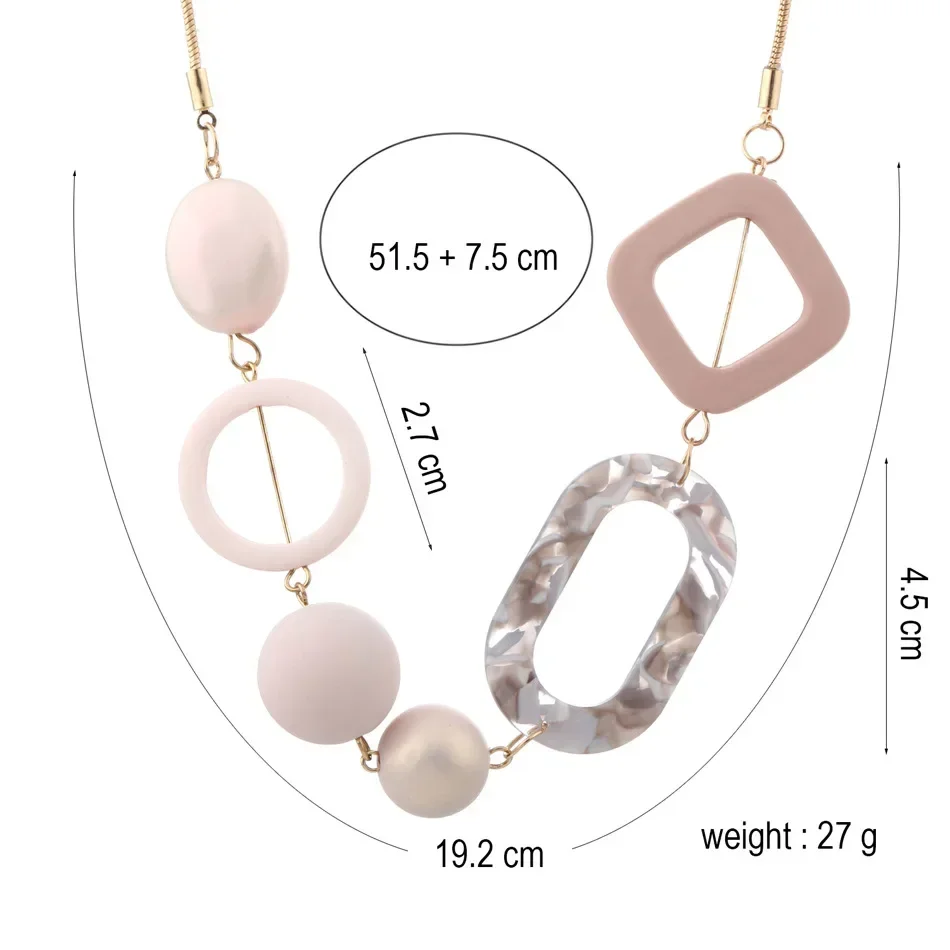 Women\'s Acrylic Beads Necklaces Round Circle Pendants for Women Colorful Beaded Necklace Fashion Chic Jewelry