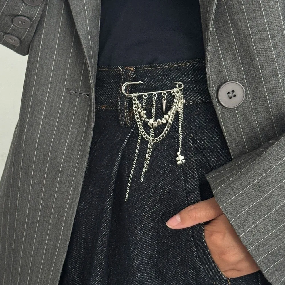 Fashion Multi-Functional Chain Tassel Brooches Adjustable Detachable Clothes Accessory Handmade Fixator Trouser Leg Women