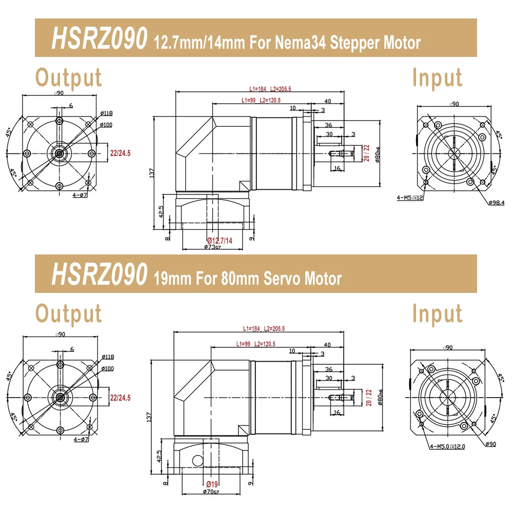 Right Angled Helical Gear Planetary Reducer High Precision 7 Arcmin Gearbox For Stepper/servo Motor For Industrial Automation view 4