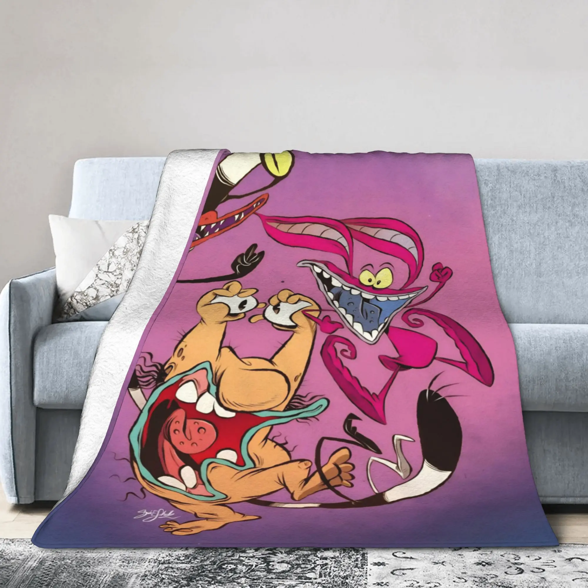 Aaahh Real M-Monsters  Blanket Lightweight Thin Fleece Relax Present  Throw Blankets Quilt