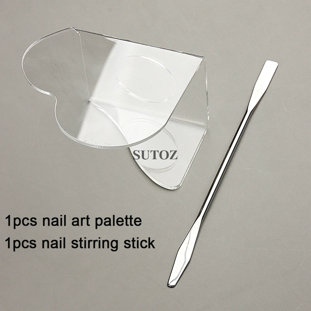 1Pcs Transparent Handheld Nail Art Palette Acrylic Gel Polish Nail Drawing Display Stand Mixed Size DIY Manicure Tool LEBSBT03