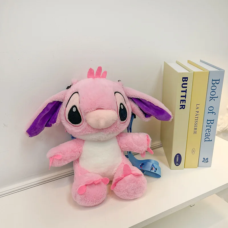 Disney Lilo and Stitch Plush Backpack Toys Kawaii Anime Cartoon Plushie Pink Angel Dolls Soft Stuffed Schoolbag Children's Gifts