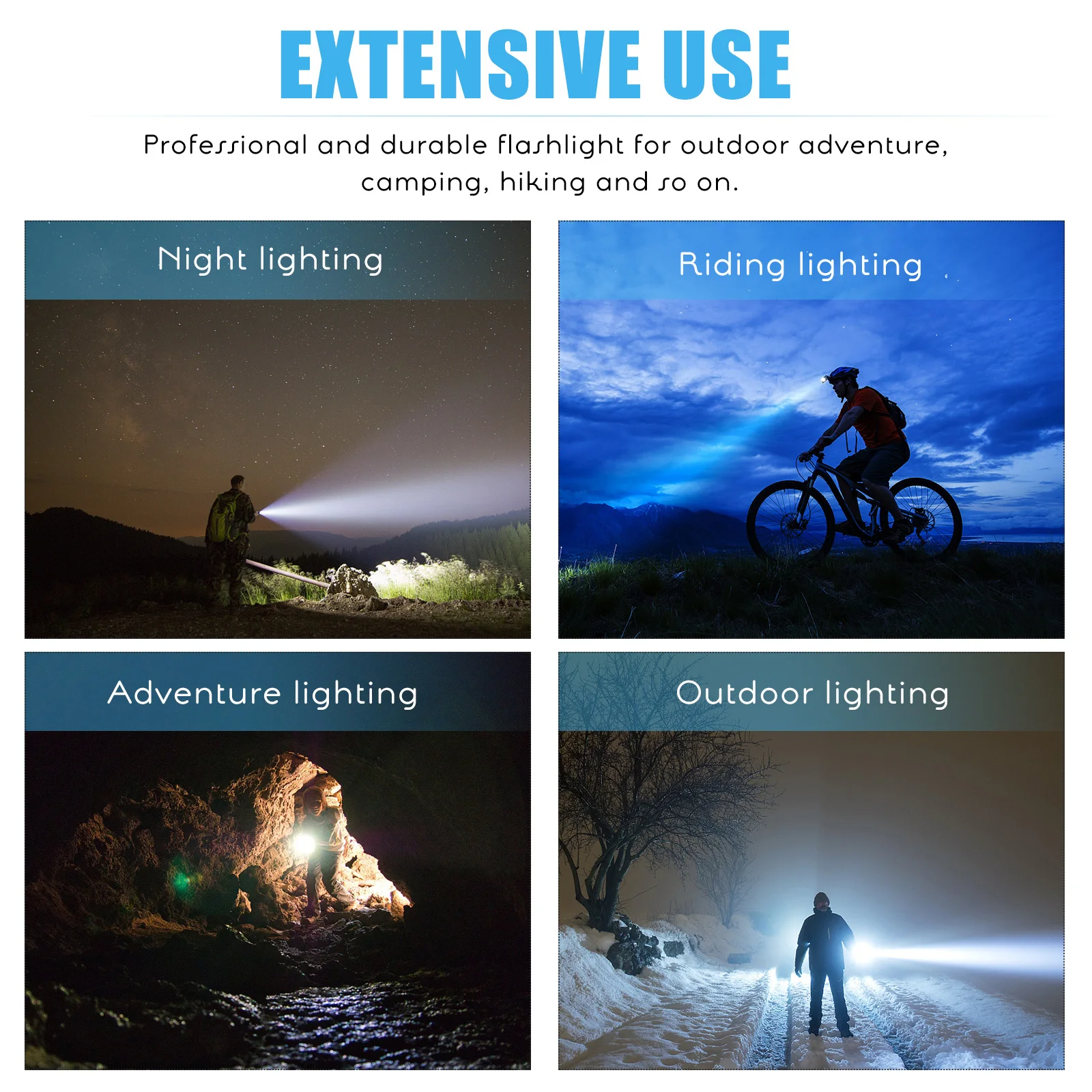

Multifunctional Flashlight Rechargeable Led Waterproof Outdoor Camping Hiking Emergency Light Portable Bright Flashlight