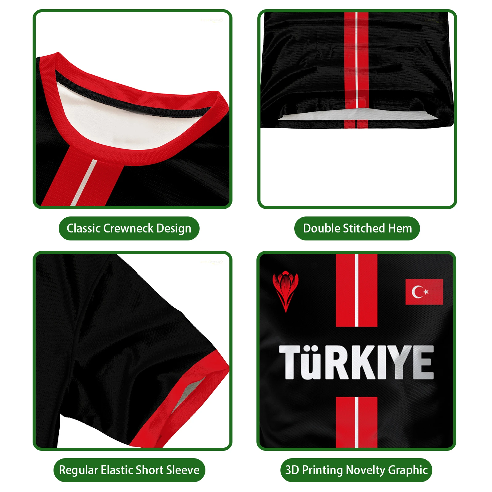 صيف جديد تركيا لكرة القدم تي شيرت الشباب في الهواء الطلق تنفس سريعة الجافة كرة القدم جيرسي العلم التركي المطبوعة الرجال قصيرة الأكمام المحملة