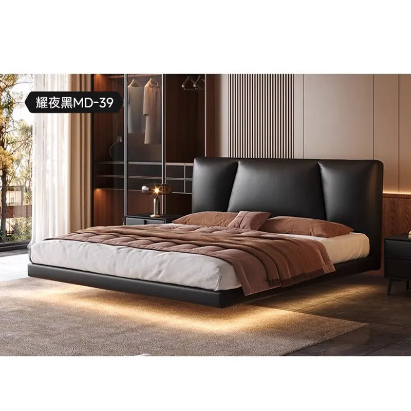 Waffle, couro, cama pairada, quarto principal, italiano, minimalista.