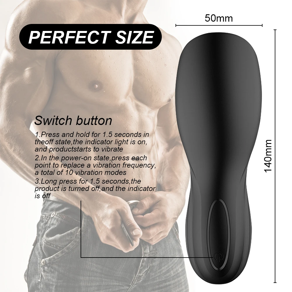 Glans Vibrator Male Masturbator Pussy 10 Mode Automatic Climax Glans Vibrating Massager Stimulate Erotic Sex Toy for Men Trainer