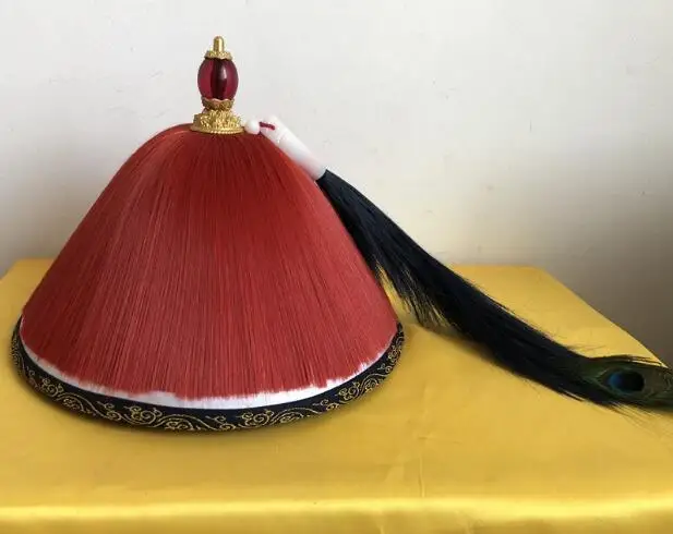 

Ancient Chinese Qing Dynasty Official Hat Pointed Cap Men Performance Guard