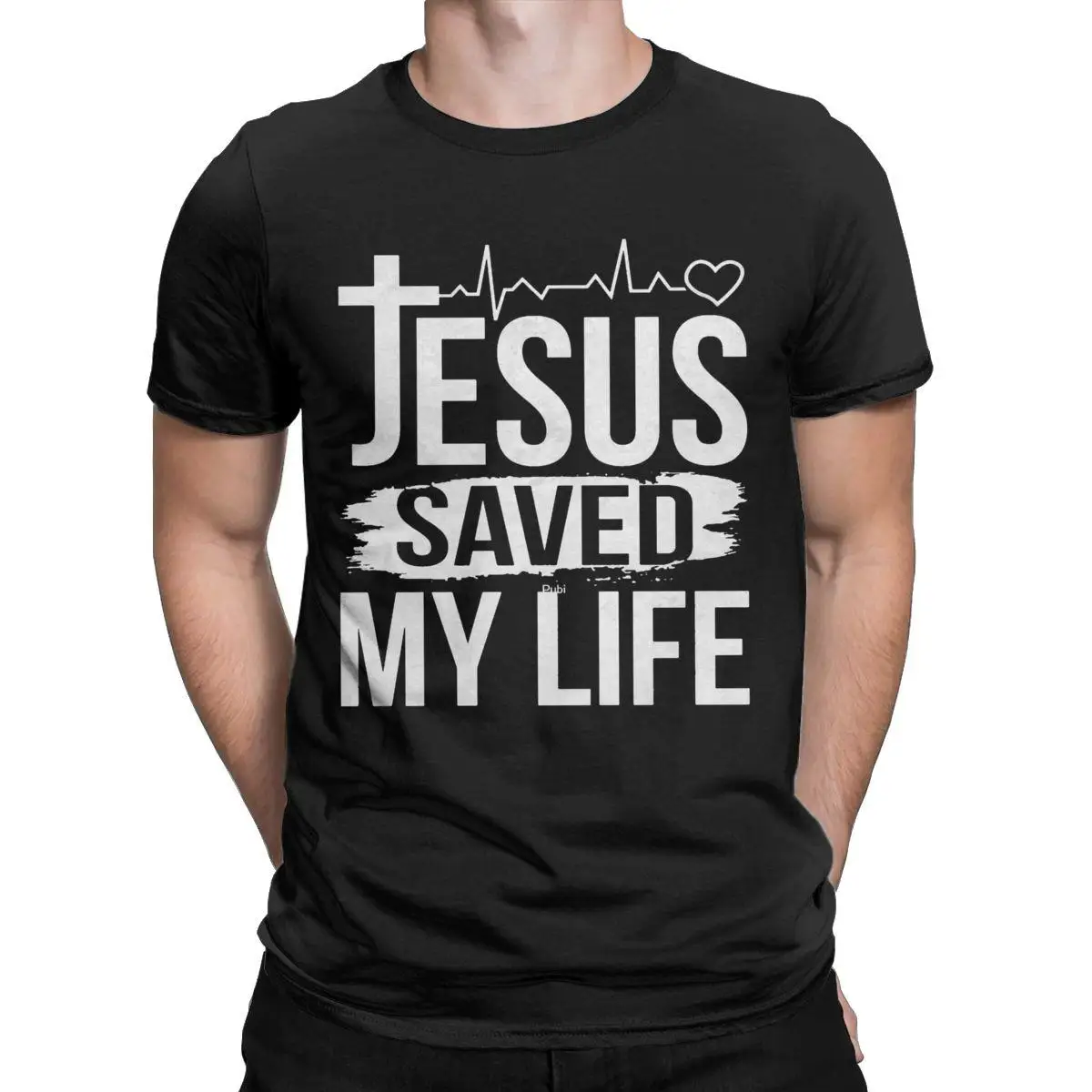 Men's Jesus Saved My Life Christ Priest Quote T Shirt Cotton Tops Unique Short Sleeve Crew Neck Tees Printing T-Shirts