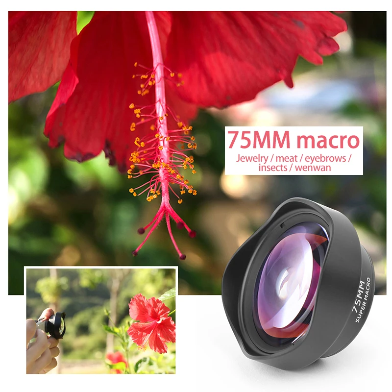 Ulanzi 75MM 10x Macro Lens Mobile Phone Camera Lens Universal Optical Glass for iPhone Android