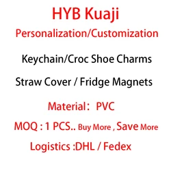 Personalized Logo/Design PVC Keychain Croc Shoe Charms Straw Cover Fridge Magnet Wholesale Customization Free Shipping DHL/Fedex