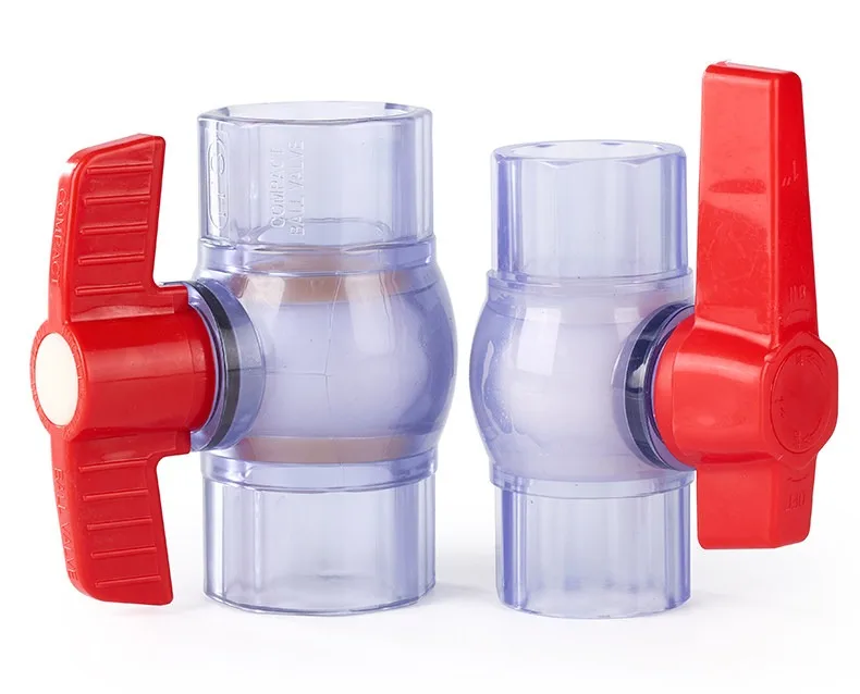 UPVC Transparent Simple Ball Valve Manual Water Pipe Quick-Install Valve PVC Pipe Plastic Water Valve Switch Stop Valve
