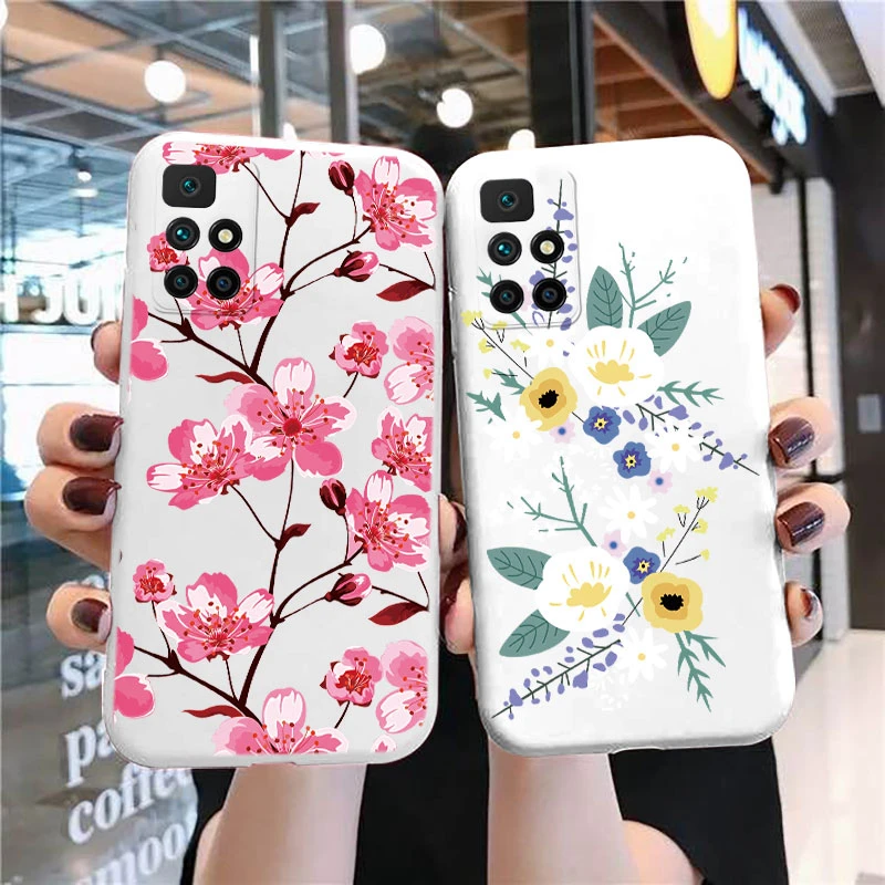 Vintage Flowers Leaves Plant Rose Phone Case For Xiaomi Redmi 10 2022 Silicone Shell Siling Back Fundas Redmi 10 Protect Cover