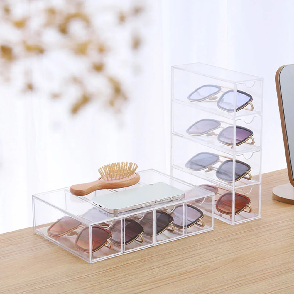 

2 Pcs Acrylic Jewelry Box Sunglasses Storage Organizer Case Eyeglasses Holder Pocket Travel