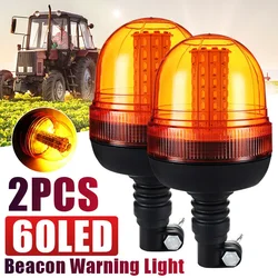 1/2pcs 12V 24V 60 LED Amber Truck Car Tractor Flexible Warning Emergency Strobe Light Mount Flashing Beacon Rotating Signal Lamp