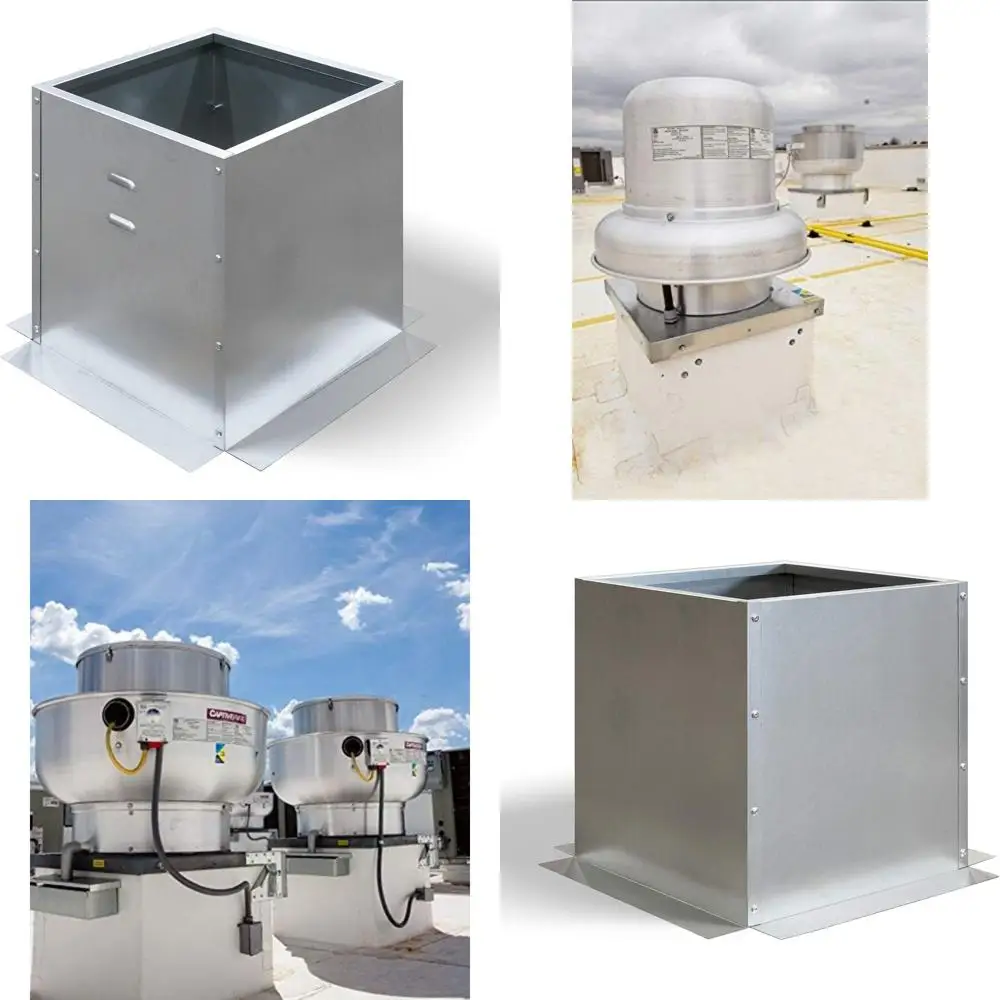 Cordolo per ventola di scarico per tetto in acciaio zincato - 17,5 quadrato, 26,5 alto, ventilato, cordone per tetto piatto per una ventilazione efficiente