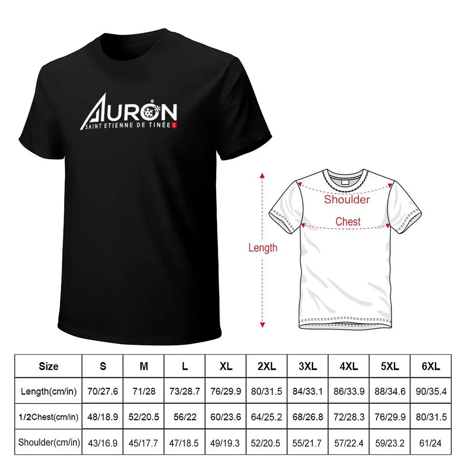 Auron French Saint-Etienne Skiing Love Ski Resort T-shirt vintage clothes plus size tops big and tall t shirts for men