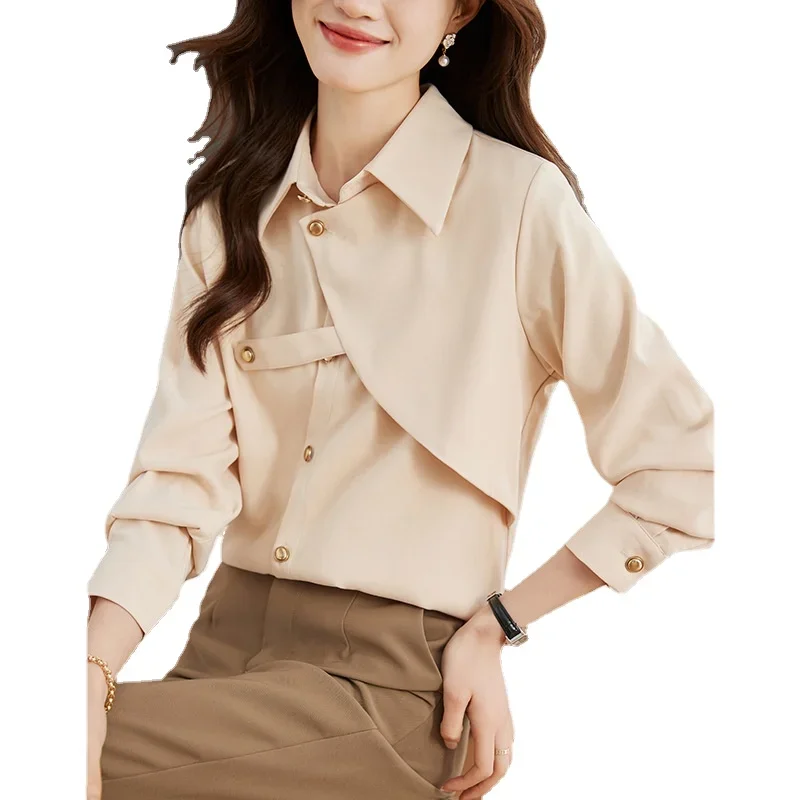 

2024Spot real spring new Korean version of everything loose long-sleeved woolen blouse blouse spring