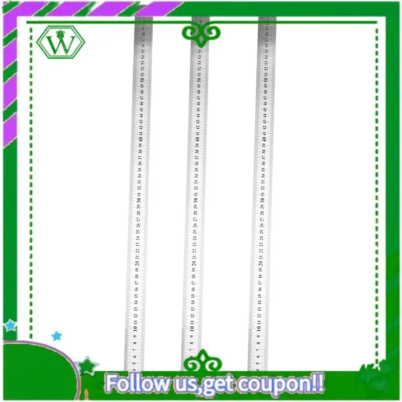 ABIK-3X Stainless Steel Double Side Measuring Straight Edge Ruler 60Cm/24 Inch, Silver