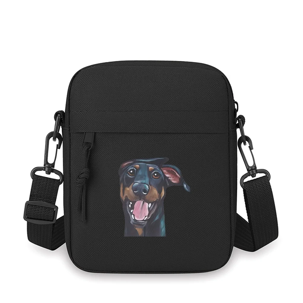 

Smiling dog face with pink tongue Men Crossbody Bag Single Shoulder Women Cartoon Anime Film Printing Design Unisex