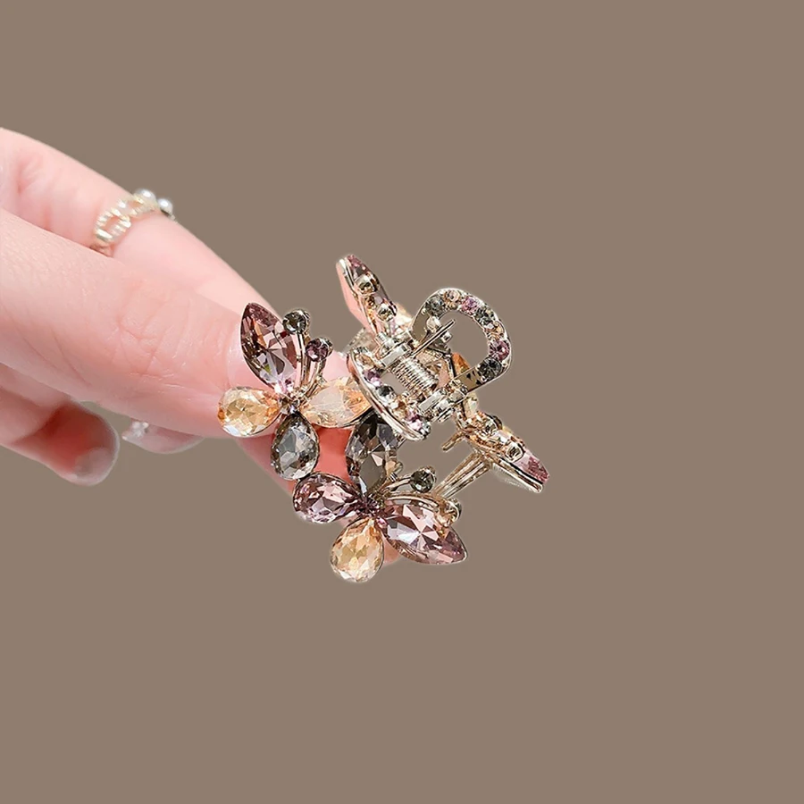 Exquisite Colorful Crystal Butterfly Small Hair Claw Forehead Bangs Hair Slide Mini Side Clip Women\'s Fashion Hair Accessories