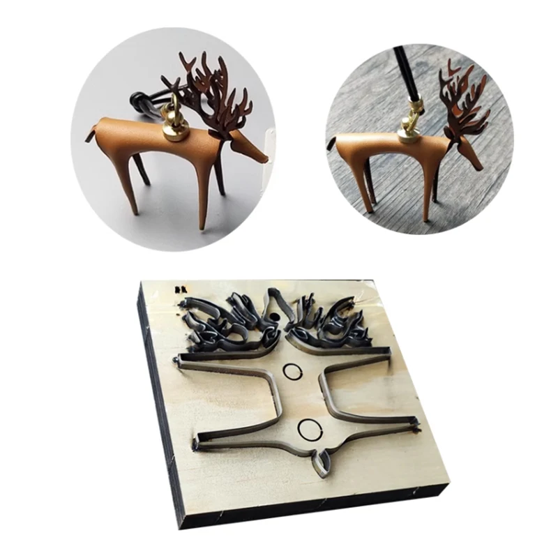 Custom Elk Keychain Pendant Cutting Die,Leather Steel Blade Punching Template, 3D Deer Knife Mold,Christmas Handmade Decor Gifts