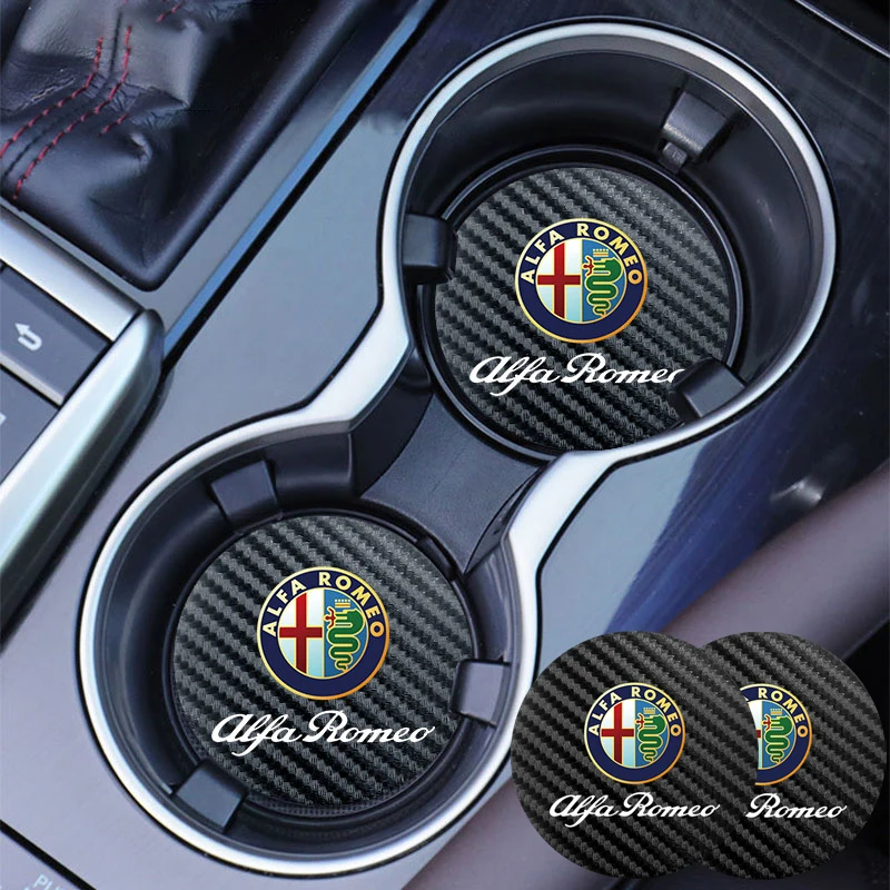 2 Peças de Porta-Copos para Carro, Almofadas Impermeáveis para Copos, Compatíveis com Alfa Romeo 156 159 147 4C 8C 166 Giulia Giulietta Mito Spider Tonale