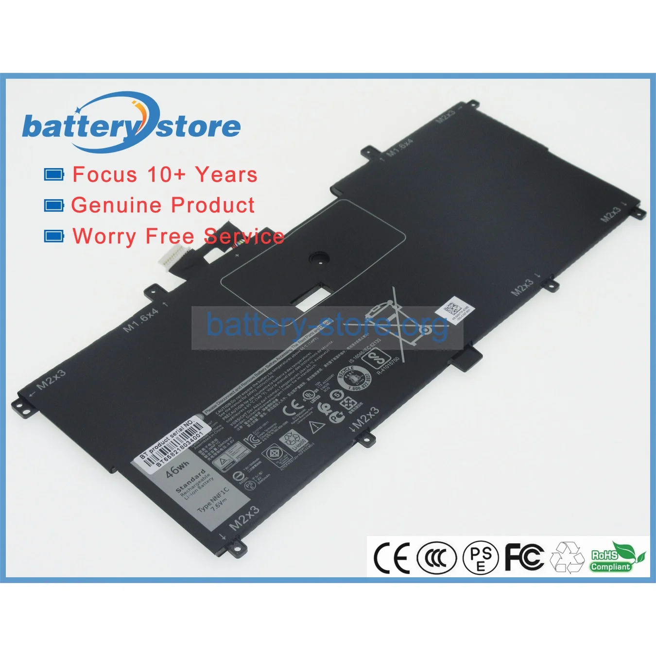 46W Genuine battery NNF1C,HMPFH for DELL XPS 13 9365 2-in-1,DELL XPS 13 9360 ,DELL N006X9365-D1726QCN 7.6V,4 Cell