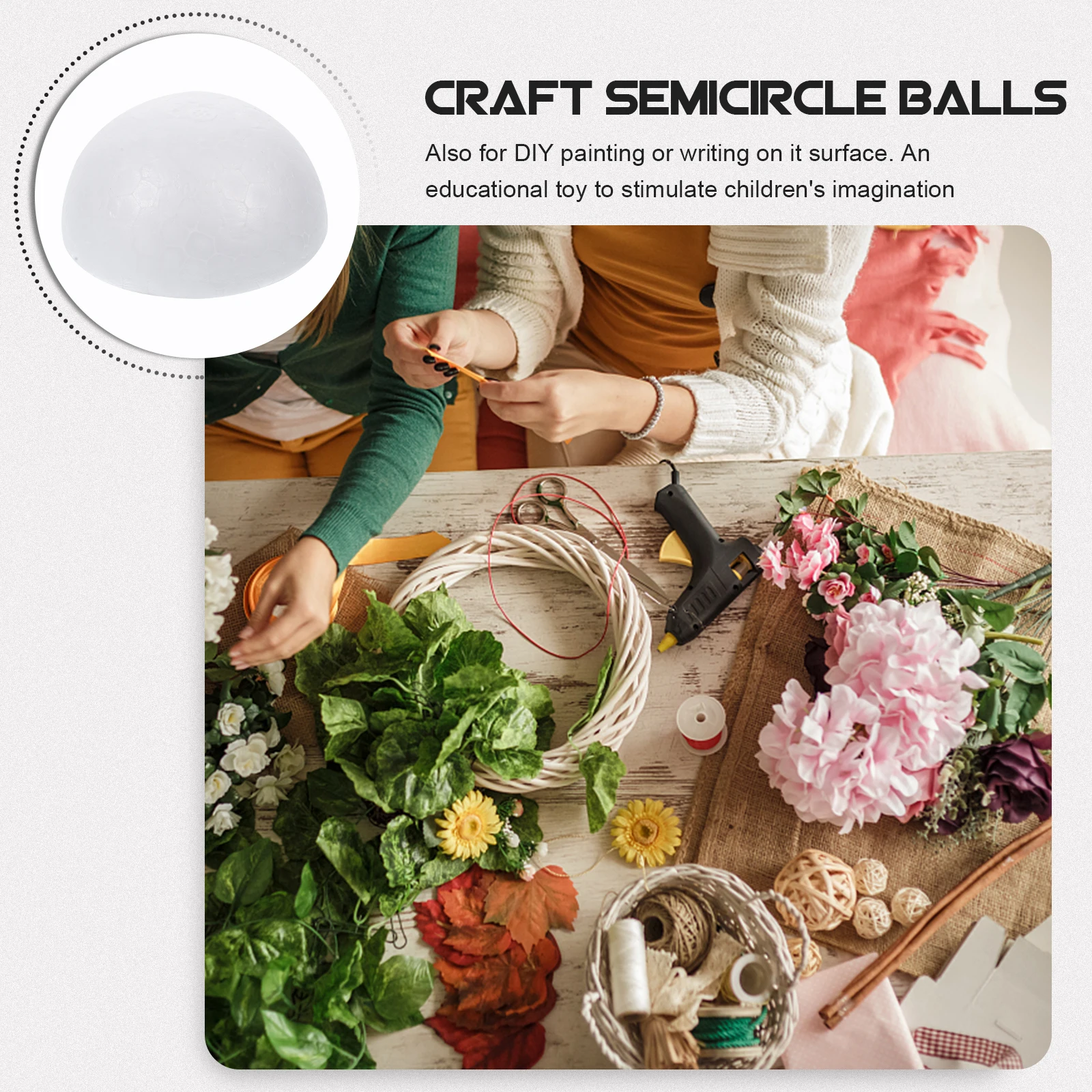 

50Pcs White Semicircle Foam Balls 5.6cm Half Round Craft for Christmas Decoration DIY Project Kids Imagination Development Tool