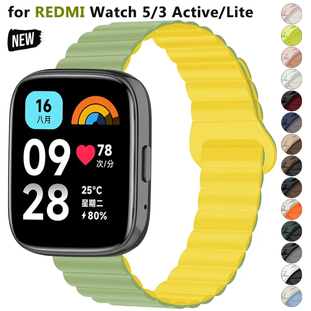 

Магнитный силиконовый ремешок для Redmi Watch 5/3 Active Sport Loop 22 мм Watchand Браслет для Xiaomi Redmi Watch 5/3 Lite Браслет
