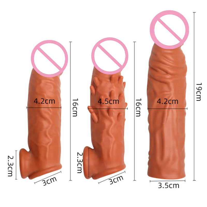 3 Type Penis Sleeve Reusable Condoms Penis Enlargement Delay Ejaculation Adult Sex Toys for Men Penis Extender Sex Shop 18+