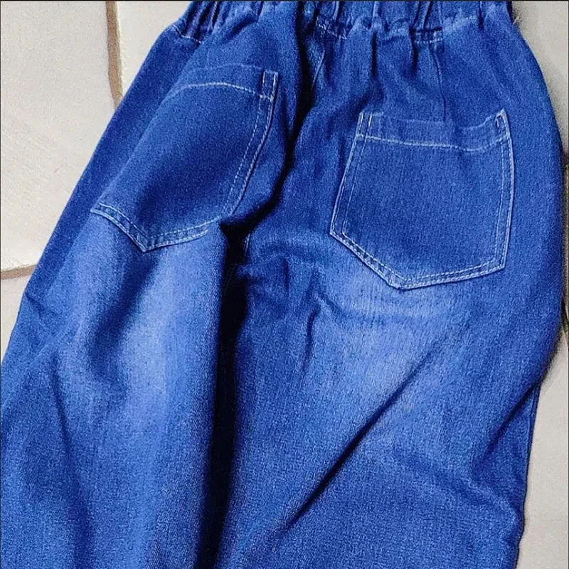S-3xl Drawstring Ankle-length Loose Jogger Jeans Women Solid Color Streetwear Scratch Denim Pants All-match Elastic Denim Pants