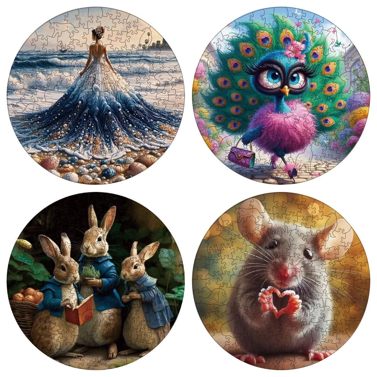 

Beautiful Rabbit Puzzles Unique Shape High Quality Jigsaw Puzzle Wooden Puzzle Best Gift For Child