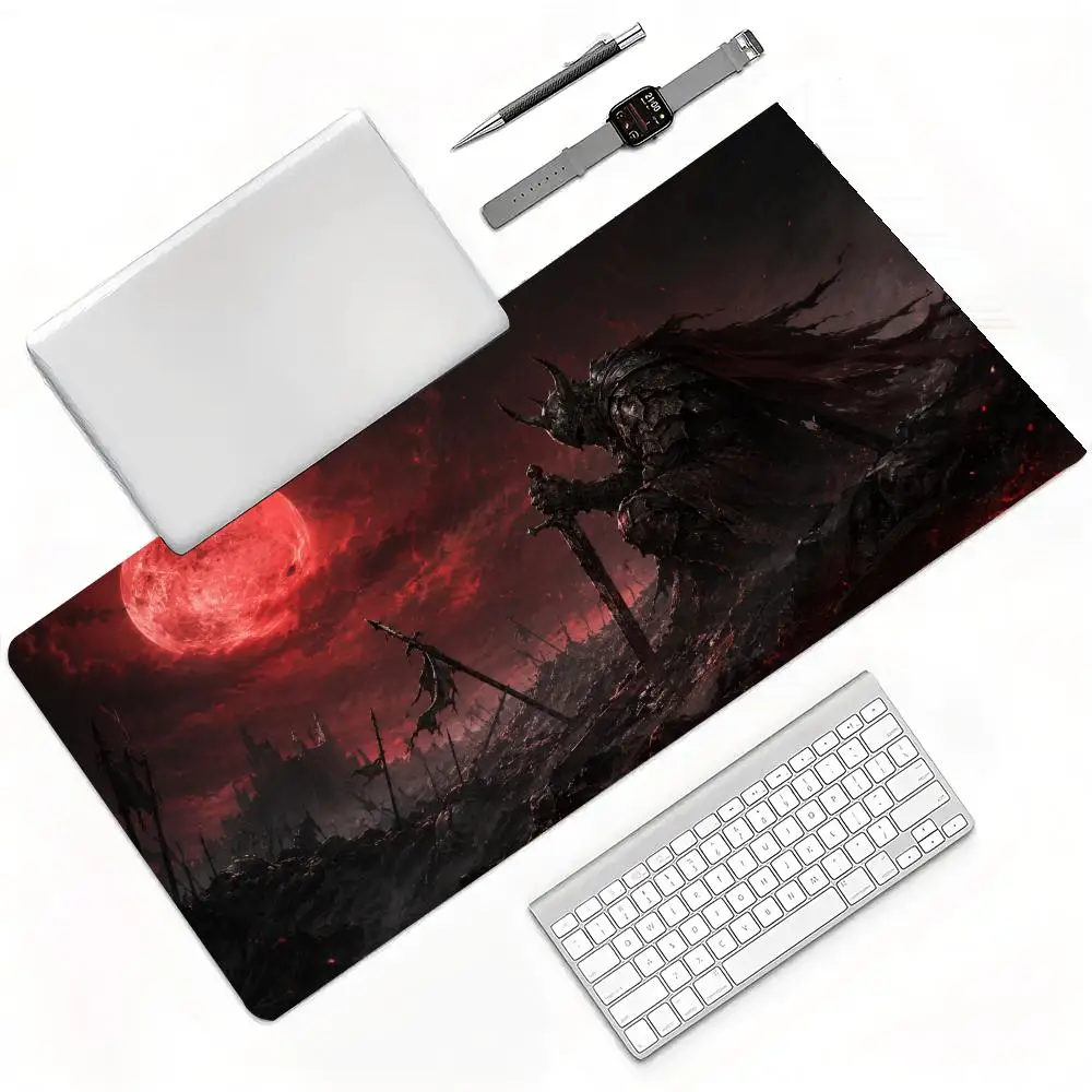 Dark Fantasy Armored Warrior Abandoned Castle Star Night Mountain Cloud Large Gaming Mouse Pad Wear Resistant Desktop Pad