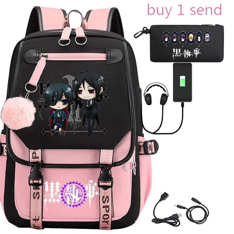 2025, USB Fashion Black Butler nylon tas Jeugdacademie-rugzak