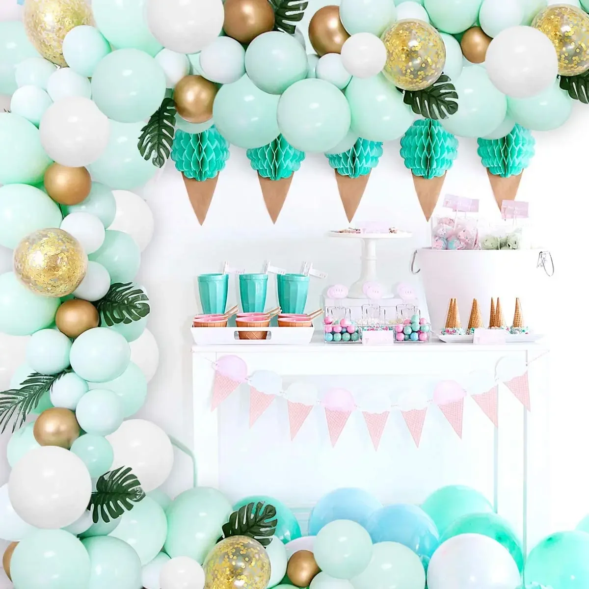 

Mint Green Balloon Garland Arch Kit, Metallic Confetti Balloon for Birthday, Bridal Shower, Wedding Party Decoration Supplies