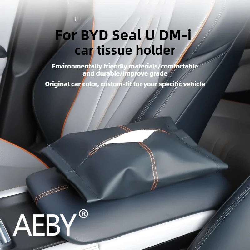 

AEBY For BYD Seal U DM-i 2020-2025 Car Headrest Tissue Dispenser, Leather Paper Box Holder, Car Interior Organizer Accessories