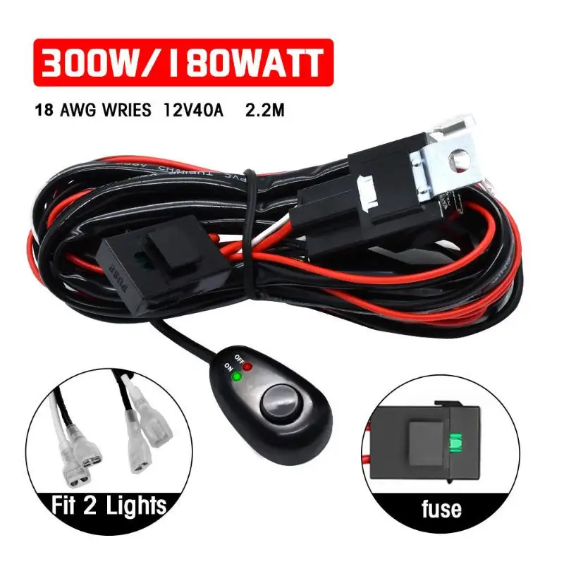 

Multi-Purpose 300W LED Lighting Kit with 16/18AWG Wiring, 12V 40A Relay & Switch On/Off for Off-Road and Maritime Vehicles