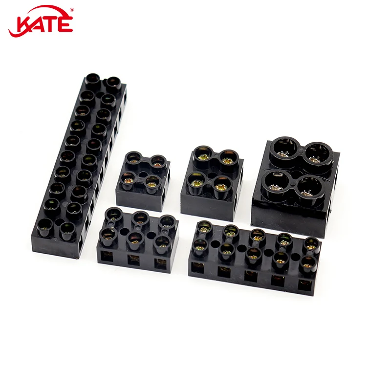 Terminal Block JX5 Wiring Connector 2/3/5/10 Holes 500V 10A 20A 60A Screw Docking Terminal Electrical Connector Brass 20-6 AWG