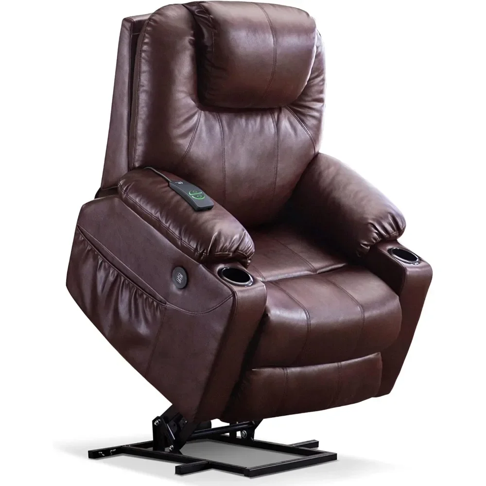 Electric Power Lift Recliner Chair Sofa with Massage and Heat for Elderly, 3 Positions,2 Side Pockets, and Cup Holders,USB Ports