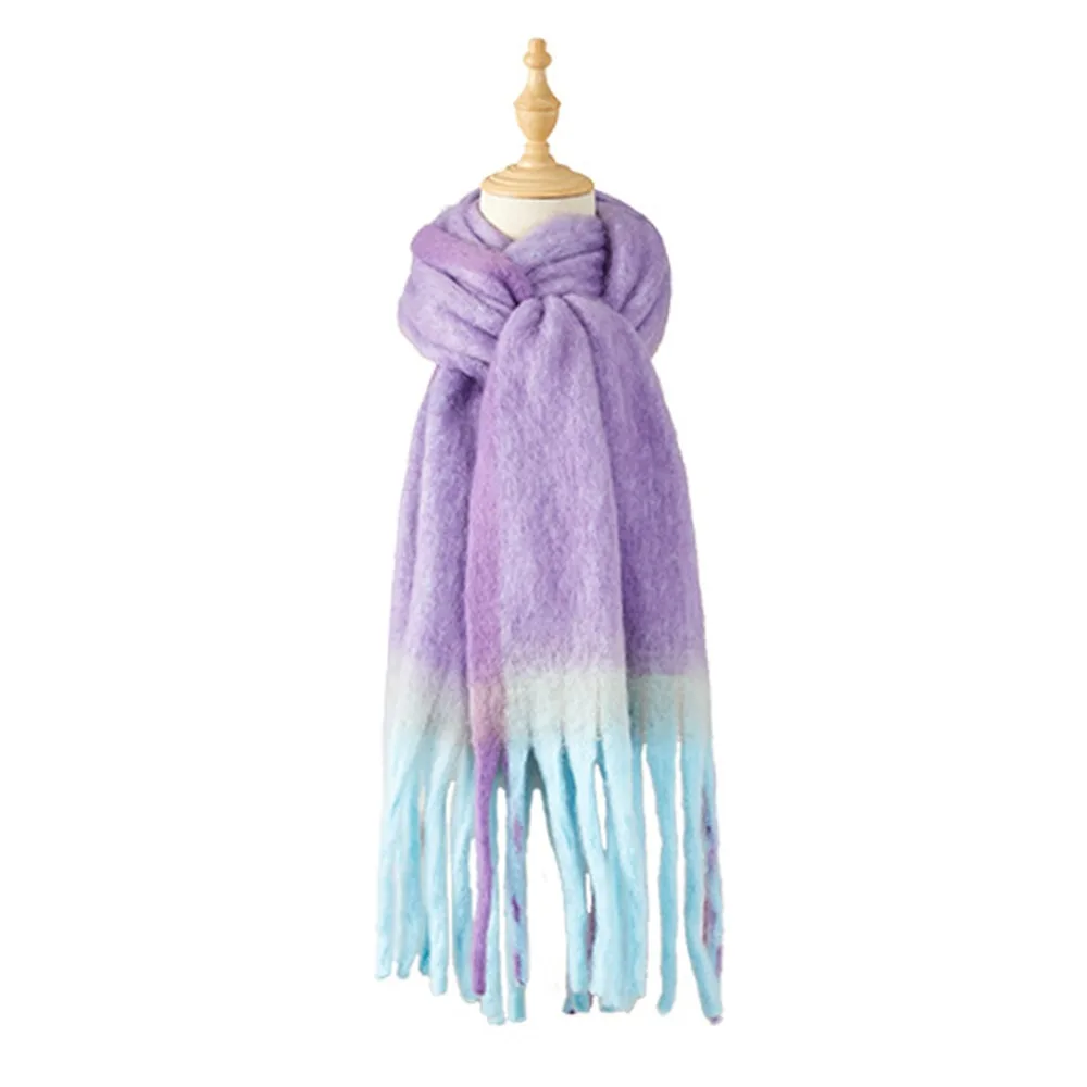 

Модный утолщенный женский шарф в корейском стиле, имитация кашемира, теплая шея, длинная кисточка, холодостойкая шаль с кисточками, зимняя шаль