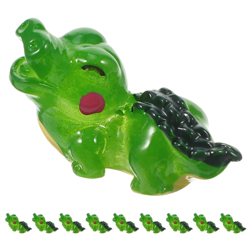 10개 미니 악어 조각상 레진 피규어 책상용 분재 DIY 조경 소형 동물 피규어 정원 장식품