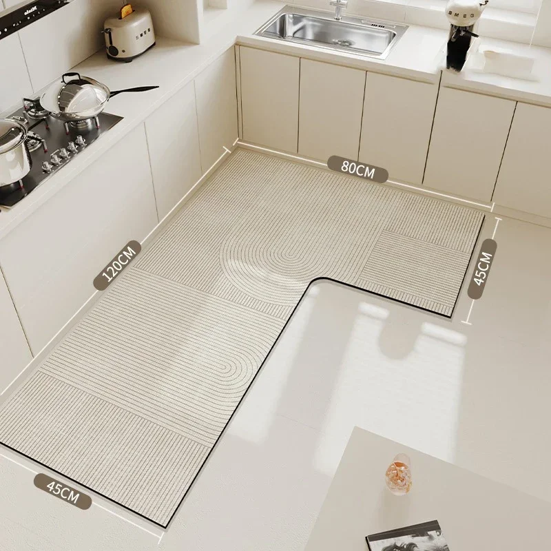 

Kitchen Floor Mat Pvc Water-absorbent Non-slip Carpet Quick-drying Absorbent Rug L-shaped Foot Mats Alfombra De Cocina 주방 깔개