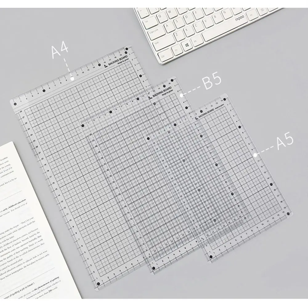 Flat School Measuring Supplies Students Stationery Transparent Grid Ruler Board Cutting Mats Writing Pad Drawing Clipboard