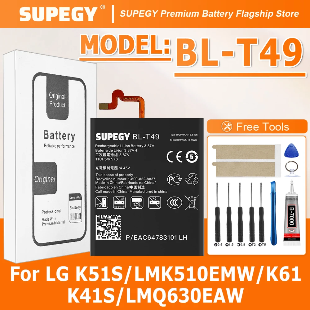

100% новый высококачественный аккумулятор BL-T49 для LG K51S/LM510EMW/K61/K41S, сменный аккумулятор Bateria + бесплатные инструменты